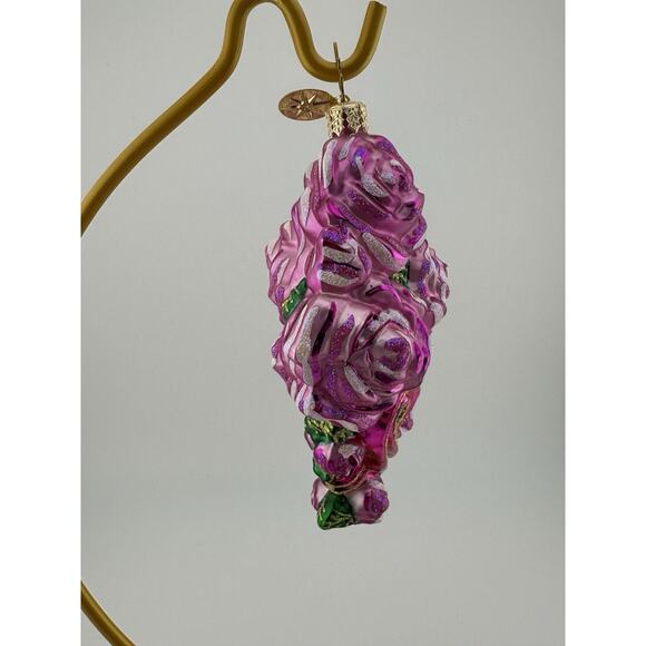 Christopher Radko "Pretty Petals" Breast Cancer Pink Roses Ornament 5" With Box - Picture 5 of 9